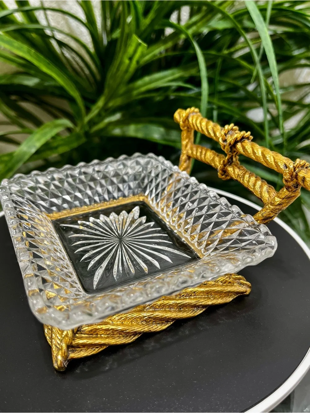 Vintage MCM Hollywood Regency Rope Braid Design Soap Dish and Glass Holder Set